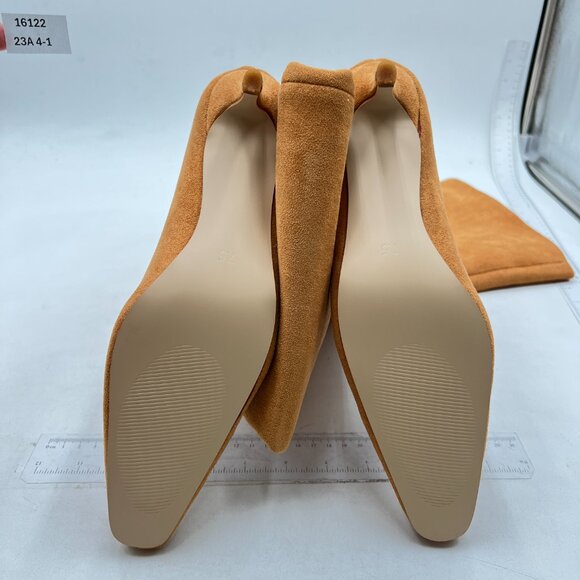 Tan Women Vintage Wide Calf Squared Toe Knee High Boots Low Heel Travel Shoes - Picture 7 of 7